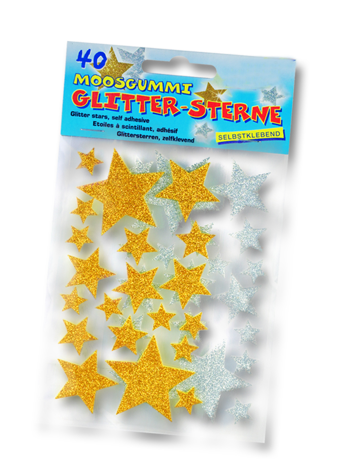 Foam rubber glitter stars self-adhesive 40 pcs